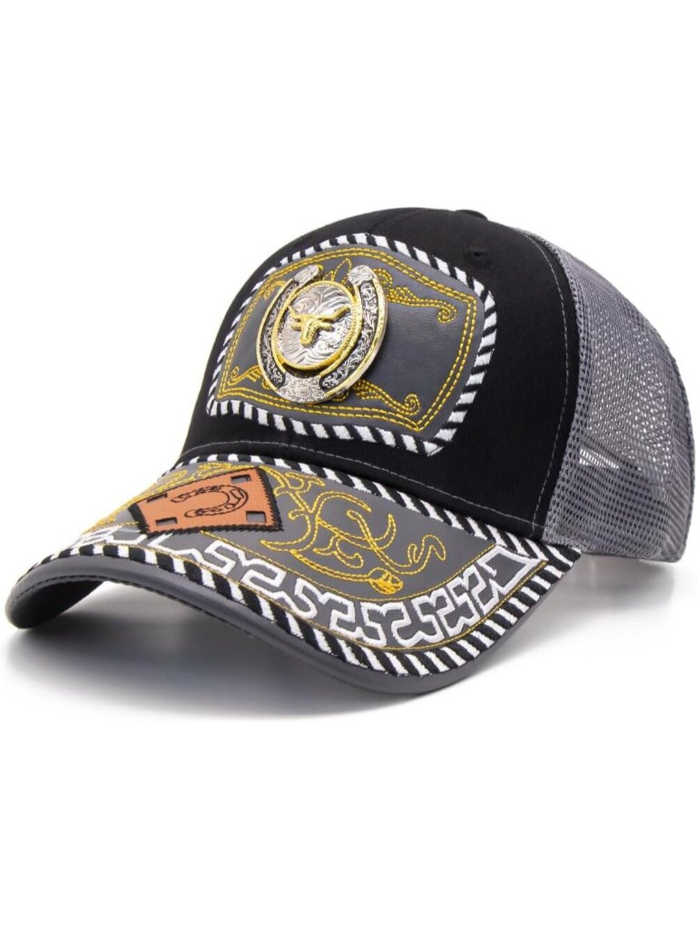 Men's Grey D Polyester Western Vintage Cowboy Cute Baseball Cap